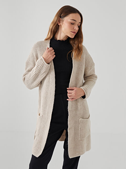 Natuvera Şal Yaka Kadın Triko Hırka - W4LL92Z8-TEJ