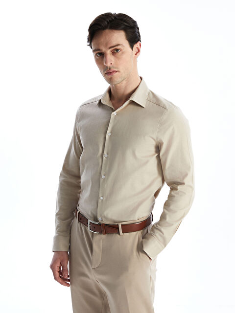 LCW BUSINESS Slim Fit Uzun Kollu Gabardin Erkek Gömlek - W4LM18Z8-CR8