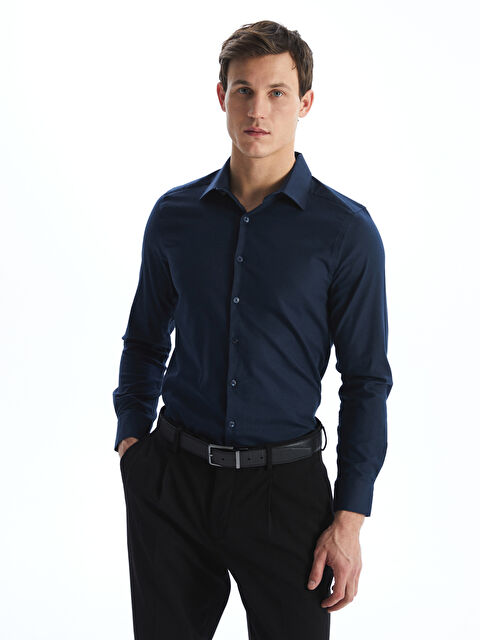 LCW BUSINESS Slim Fit Uzun Kollu Gabardin Erkek Gömlek - W4LM18Z8-CRP