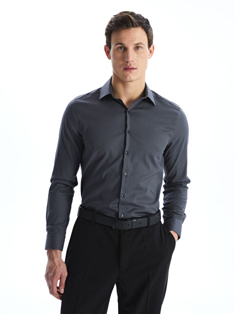 LCW BUSINESS Slim Fit Uzun Kollu Gabardin Erkek Gömlek - W4LM18Z8-CWN