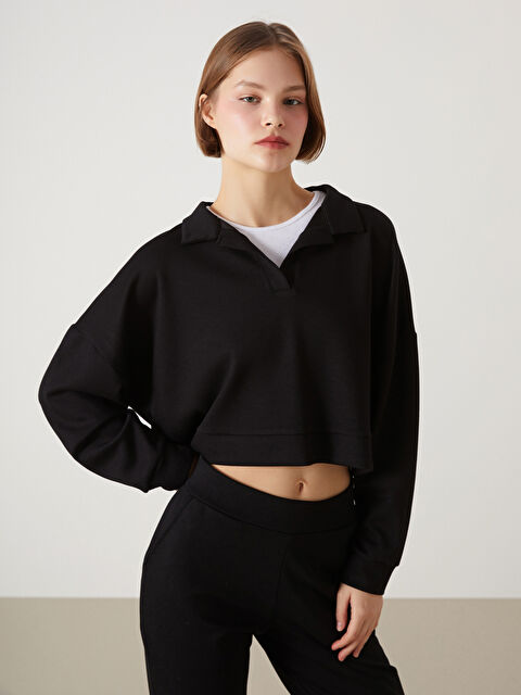 KOOR SPORT Polo Yaka Kadın Sweatshirt - W4LM21Z8-CVL