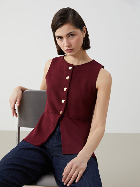 LCW Vision Bisiklet Yaka Kadın Triko Yelek - W4LM58Z8-CTM