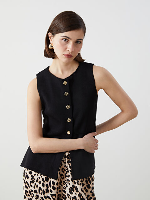 LCW Vision Bisiklet Yaka Kadın Triko Yelek - W4LM58Z8-CVL