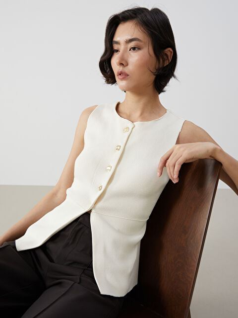 LCW Vision Bisiklet Yaka Kadın Triko Yelek - W4LM58Z8-FDU