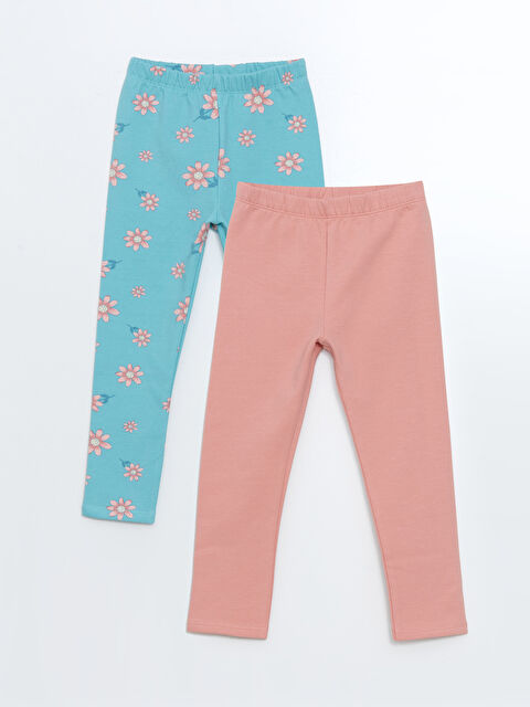 LCW Kids Beli Lastikli Çiçekli Kız Çocuk Tayt 2'li - W4LM61Z1-LRR