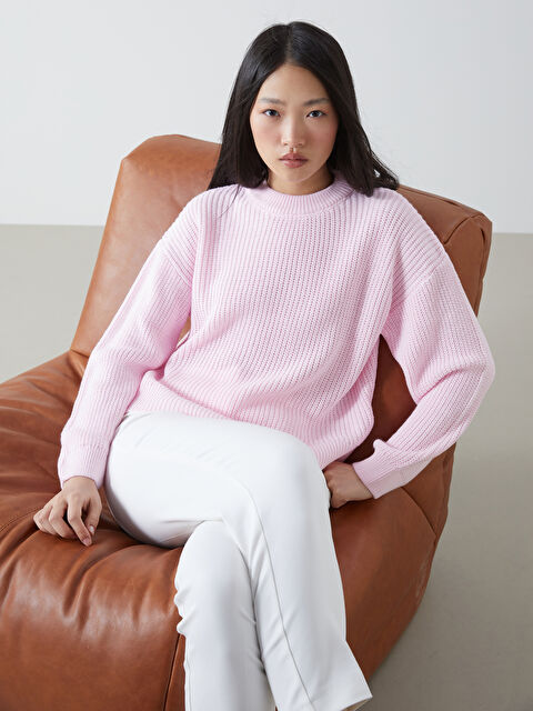 LCW Vision Bisiklet Yaka Oversize Kadın Triko Kazak - W4LN10Z8-RVR