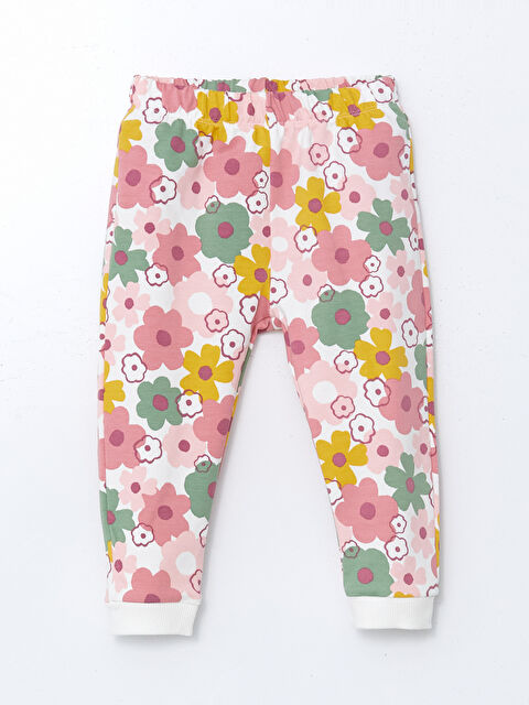 LCW baby Beli Lastikli Çiçekli Kız Bebek Pijama Alt - W4LN69Z1-LRB