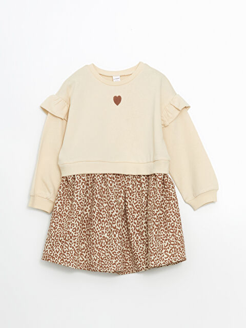 LCW Kids Bisiklet Yaka Leopar Desenli Kız Çocuk Elbise - W4LN83Z1-FF7