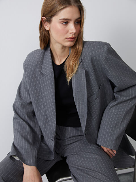 LC WAIKIKI Çizgili Kadın Blazer Ceket - W4LO12Z8-LJX