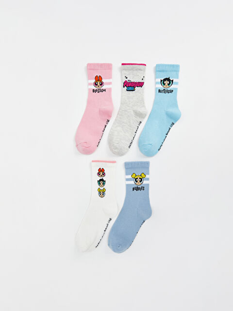 LCW Kids Powerpuff Girls Desenli Soket Çorap 5'li - W4LO47Z4-J3S