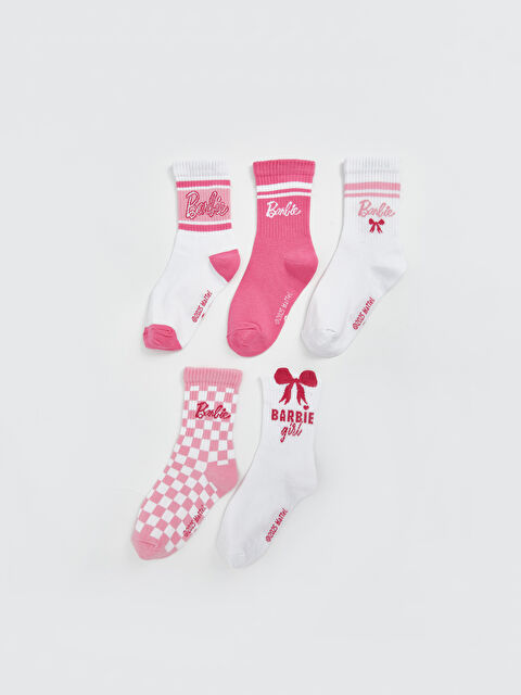 LCW Kids Barbie Patterned Girls' Ankle Socks 5 Pack - W4LO49Z4-JYX