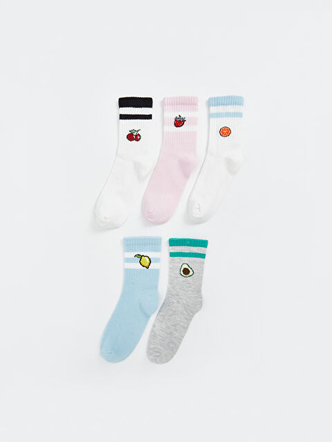 LCW Kids Desenli Kız Çocuk Soket Çorap 5'li - W4LO54Z4-JYX