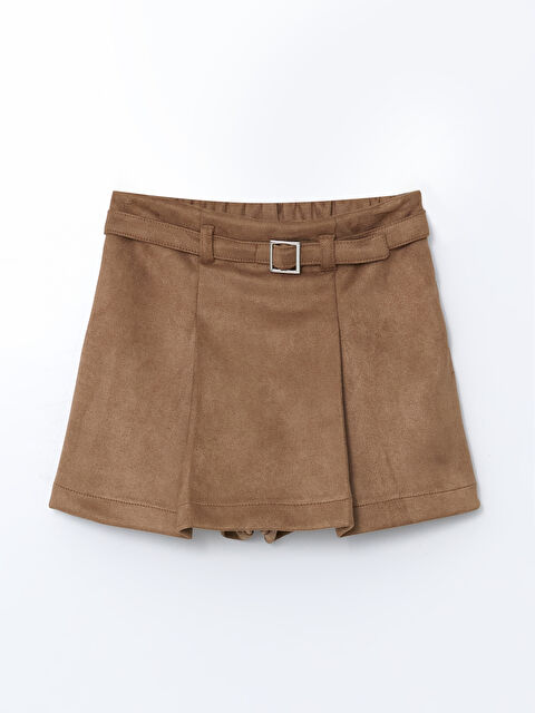 LCW Kids Beli Lastikli Süet Kız Çocuk Şort Etek - W4LP48Z4-GGZ