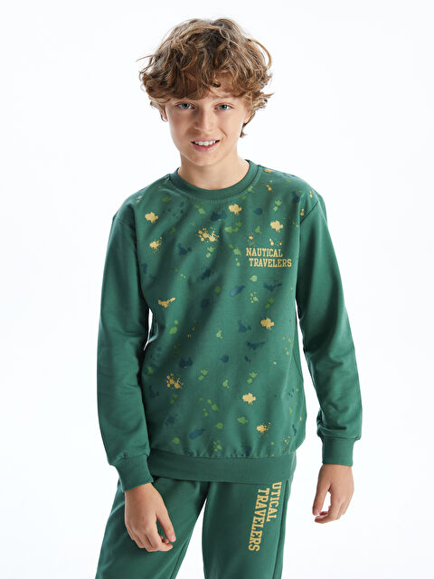 LCW Kids Bisiklet Yaka Baskılı Erkek Çocuk Sweatshirt - W4LQ14Z4-GXF