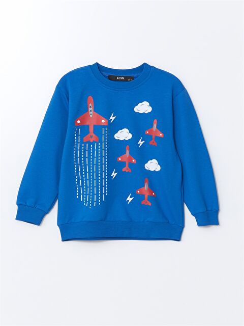 LCW Kids Bisiklet Yaka Baskılı Erkek Bebek Sweatshirt - W4LQ17Z1-CRH