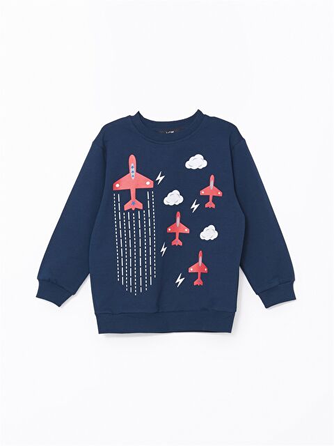 LCW Kids Bisiklet Yaka Baskılı Erkek Bebek Sweatshirt - W4LQ17Z1-HSF