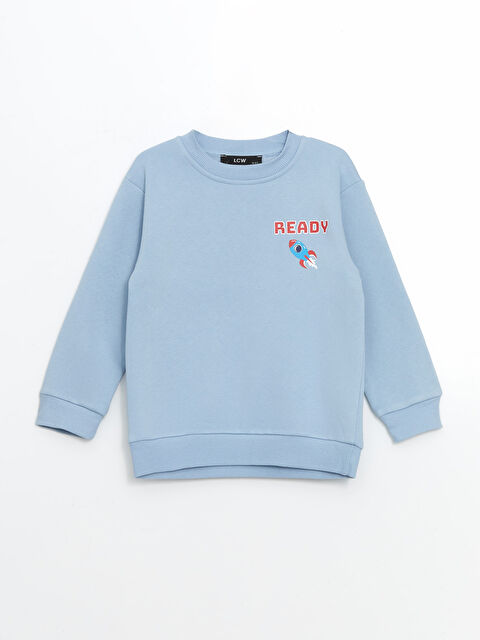 LCW Kids Bisiklet Yaka Baskılı Erkek Çocuk Sweatshirt - W4LQ19Z1-GJY