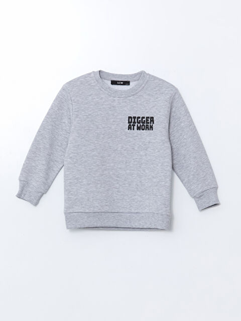 LCW Kids Bisiklet Yaka Baskılı Erkek Çocuk Sweatshirt - W4LQ20Z1-DEK