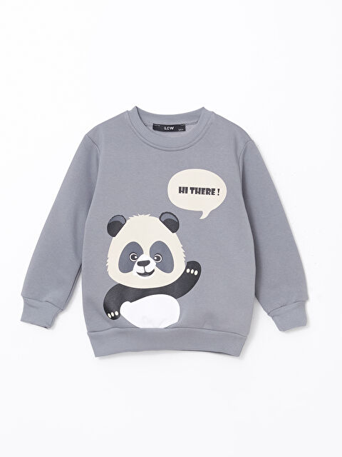 LCW Kids Bisiklet Yaka Baskılı Erkek Çocuk Sweatshirt - W4LQ21Z1-HDE