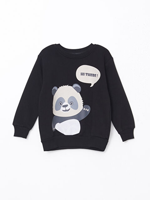 LCW Kids Bisiklet Yaka Baskılı Erkek Çocuk Sweatshirt - W4LQ21Z1-HEG