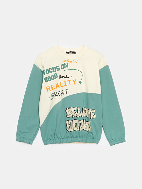 LCW Kids Bisiklet Yaka Baskılı Kız Çocuk Sweatshirt - W4LQ29Z4-GHX