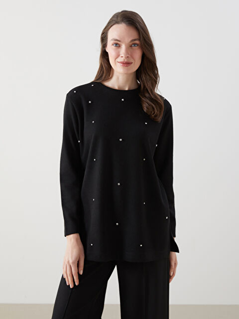 LCWAIKIKI Basic Bisiklet Yaka Düz Loose Diz Üstü Kadın Tunik - W4LR41Z8-CVL