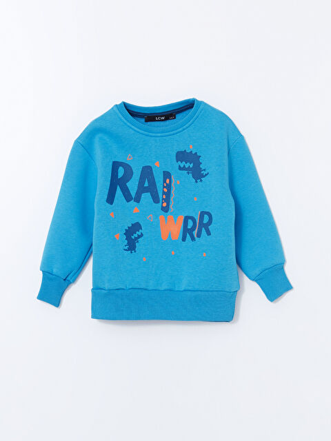 LCW Kids Bisiklet Yaka Baskılı Erkek Çocuk Sweatshirt - W4LR58Z1-1AQ