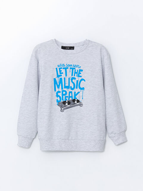 LCW Kids Bisiklet Yaka Baskılı Erkek Çocuk Sweatshirt - W4LR62Z4-10I