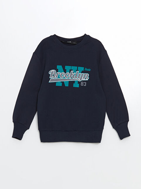 LCW Kids Bisiklet Yaka Baskılı Erkek Çocuk Sweatshirt - W4LR63Z4-HSF