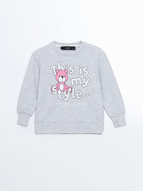 LCW Kids Bisiklet Yaka Baskılı Kız Bebek Sweatshirt - W4LR68Z1-10I
