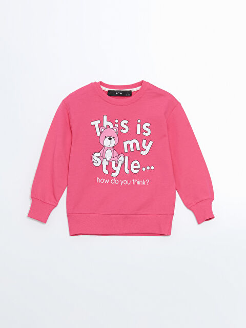 LCW Kids Bisiklet Yaka Baskılı Kız Bebek Sweatshirt - W4LR68Z1-14A