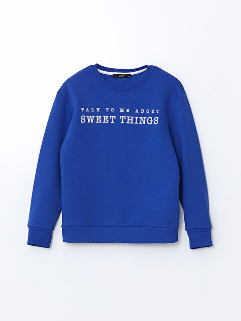 LCW Kids Bisiklet Yaka Baskılı Kız Çocuk Sweatshirt - W4LR73Z4-1VU