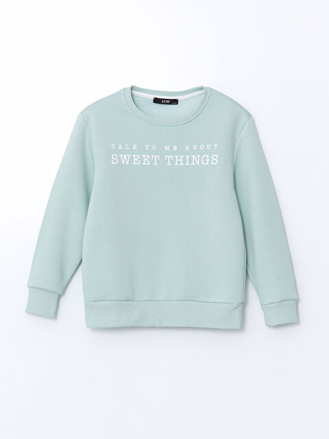 LCW Kids Bisiklet Yaka Baskılı Kız Çocuk Sweatshirt - W4LR73Z4-3Z4