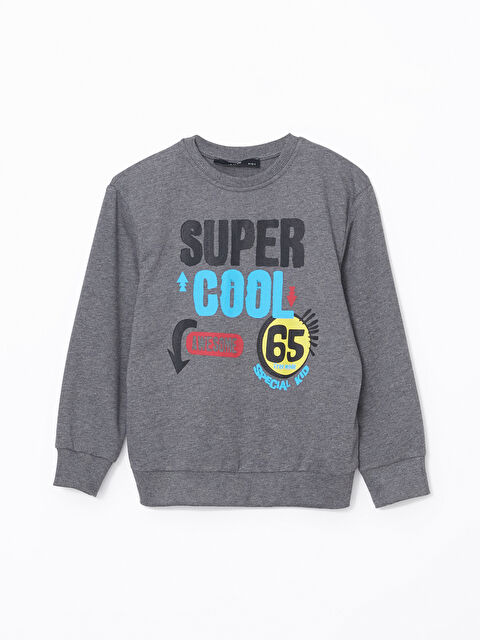LCW Kids Bisiklet Yaka Baskılı Erkek Çocuk Sweatshirt - W4LR78Z4-HDE