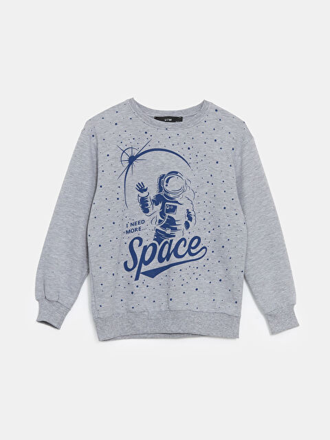 LCW Kids Bisiklet Yaka Baskılı Erkek Çocuk Sweatshirt - W4LR79Z4-DEK