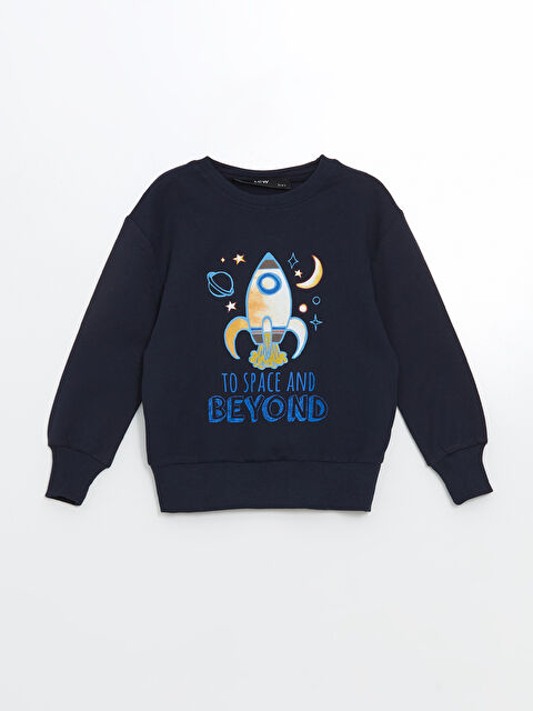LCW Kids Bisiklet Yaka Baskılı Erkek Bebek Sweatshirt - W4LR88Z1-HSF