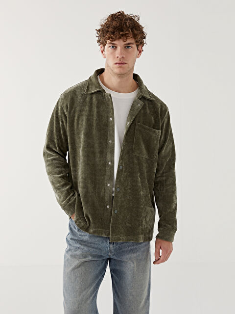 XSIDE Rahat Kalıp Uzun Kollu Kadife Erkek Gömlek - W4LS48Z8-SEM