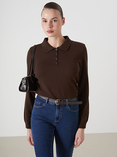 LCW Vision Polo Yaka Kadın Triko Kazak - W4LS62Z8-D2N