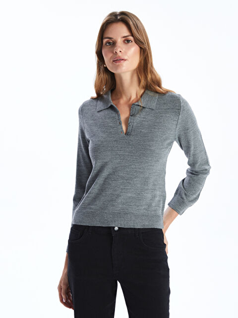 LCW Vision Polo Yaka Kadın Triko Kazak - W4LS62Z8-EEZ