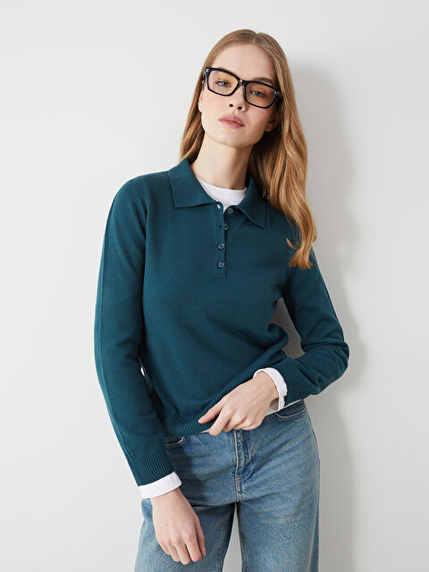 LCW Vision Polo Yaka Kadın Triko Kazak - W4LS62Z8-EXG