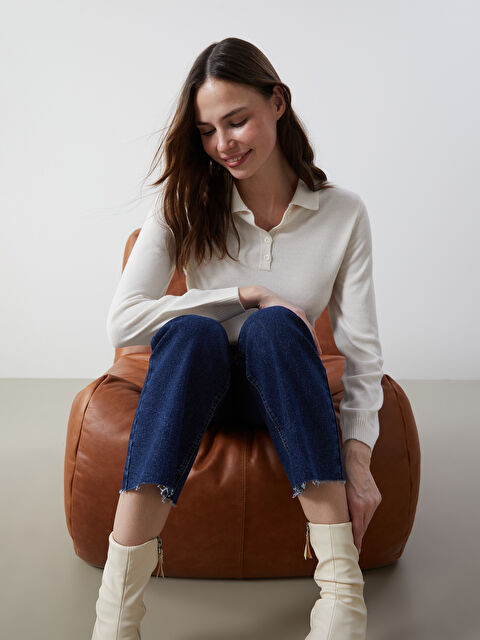 LCW Vision Polo Yaka Kadın Triko Kazak - W4LS62Z8-FDU