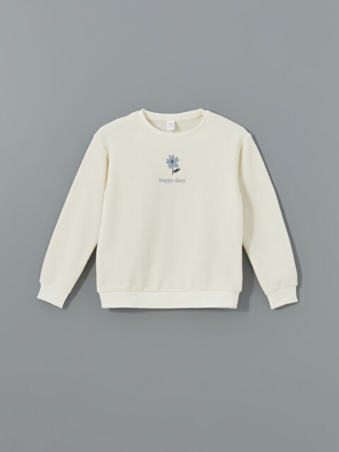 LCW Kids Bisiklet Yaka Baskılı Kız Çocuk Sweatshirt - W4LS73Z1-FRC