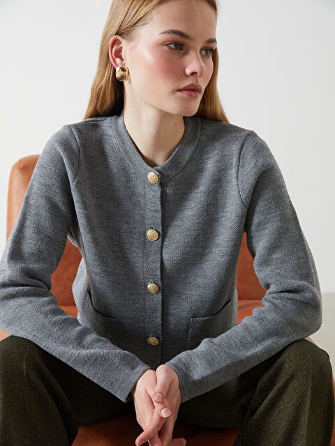 LCW Vision Bisiklet Yaka Kadın Triko Hırka - W4LT34Z8-D3A