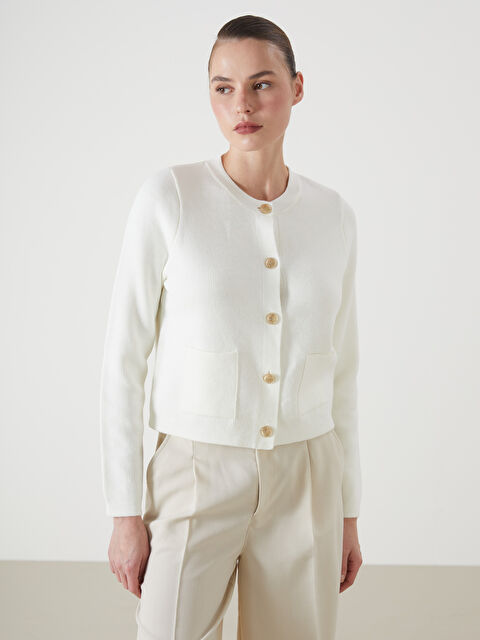 LCW Vision Bisiklet Yaka Kadın Triko Hırka - W4LT34Z8-FDU