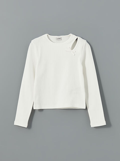 LCW Kids Bisiklet Yaka Fiyonk Detaylı Kız Çocuk Tişört - W4LT72Z4-FDH