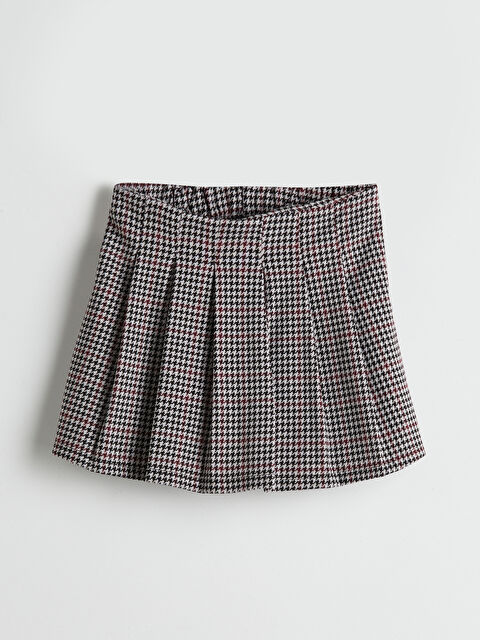 LCW Kids Beli Lastikli Kazayağı Desenli Kız Çocuk Şort Etek - W4LT73Z4-LKX