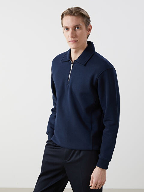 LCW Vision Polo Yaka Uzun Kollu Erkek Sweatshirt - W4LT77Z8-RFH