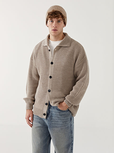 XSIDE Standart Kalıp Polo Yaka Erkek Triko Hırka - W4LU34Z8-PSD