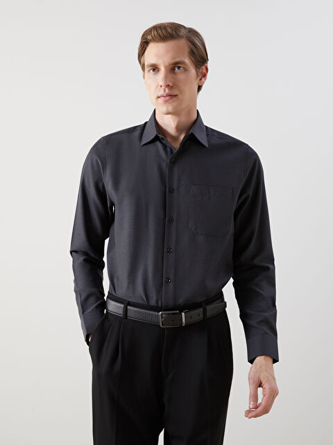 LCW BUSINESS Regular Fit Uzun Kollu Armürlü Erkek Gömlek - W4LU57Z8-CWN
