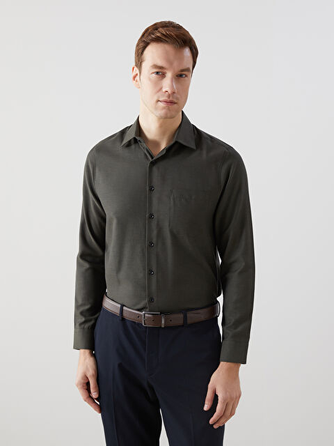 LCW BUSINESS Regular Fit Uzun Kollu Armürlü Erkek Gömlek - W4LU57Z8-RX9